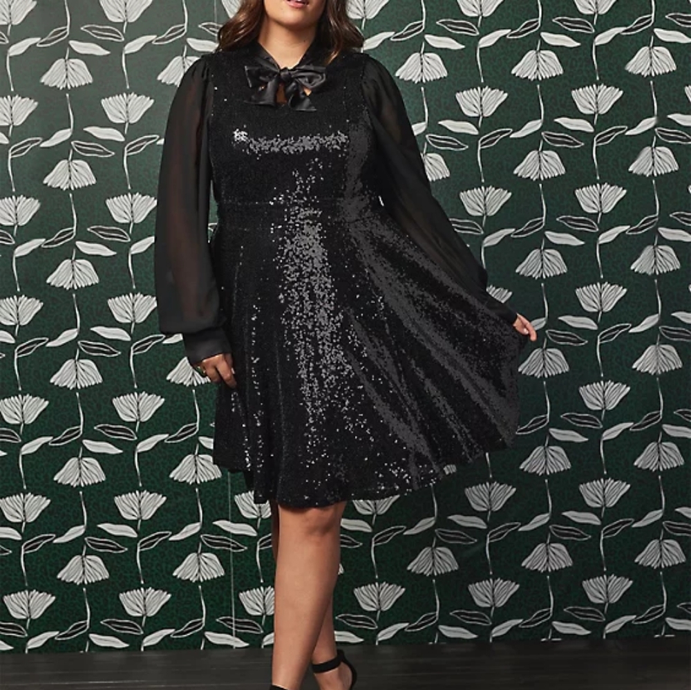 Torrid Sylvia Mollie Mini Dress - Mesh Sequin Black